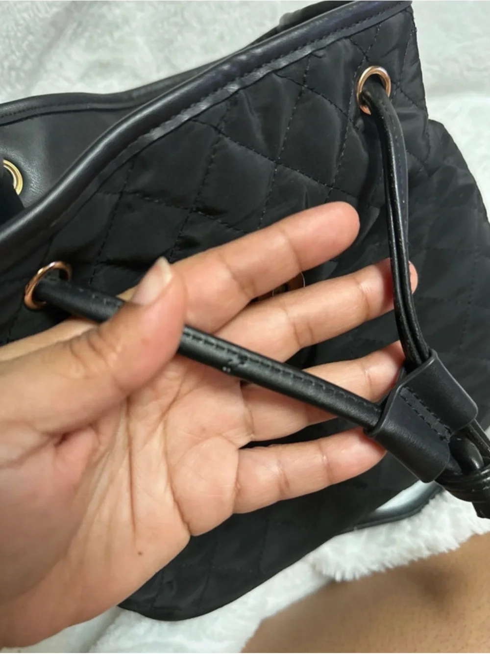 Forever 21 Black Padded Backpack with Gold Chain